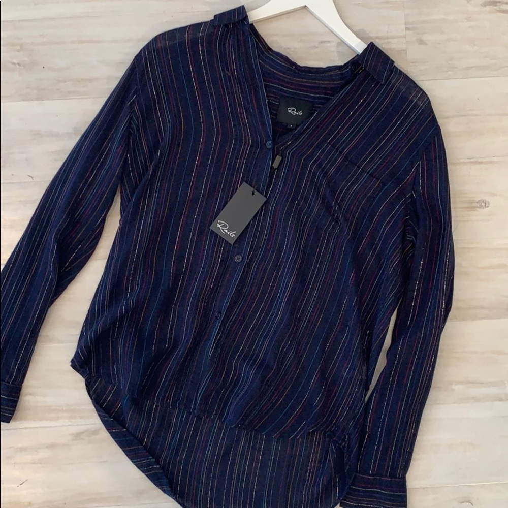 Rails Navy stripe button down size small